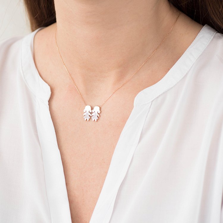 Золотое колье "Девочки" с фианитами кол01215 от ювелирного магазина Оникс - 1