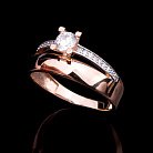 Золотое помолвочное кольцо с фианитами к03367 от ювелирного магазина Оникс - 4