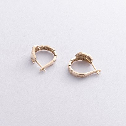 Сережки "Змії" з фіанітами (жовте золото) с09051 №3
