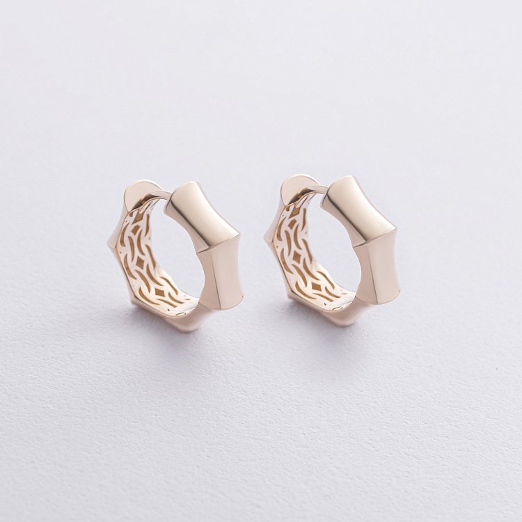 Сережки - кільця "Selesta" у жовтому золоті с08948 від ювелірного магазину Онікс - 5