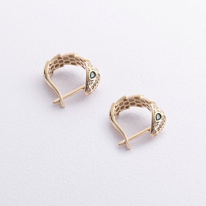 Серьги "Змеи" в желтом золоте (фианиты) с09201 №3