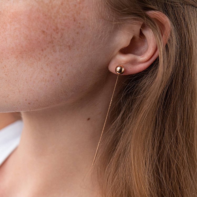 Золоті сережки - протяжки "Кульки" с07955 від ювелірного магазину Онікс - 9