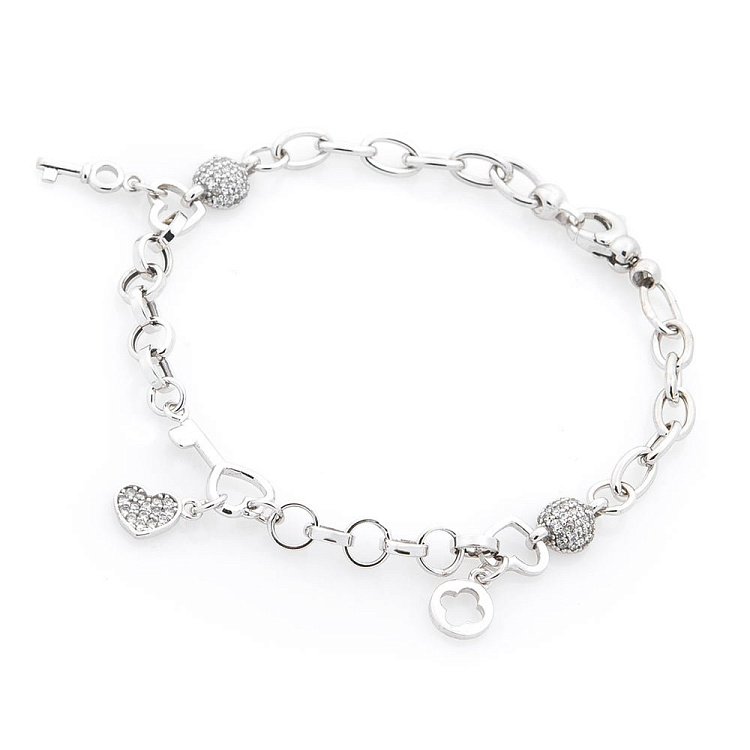 Золотой браслет "Сердечка" с фианитами б03429 от ювелирного магазина Оникс - 3