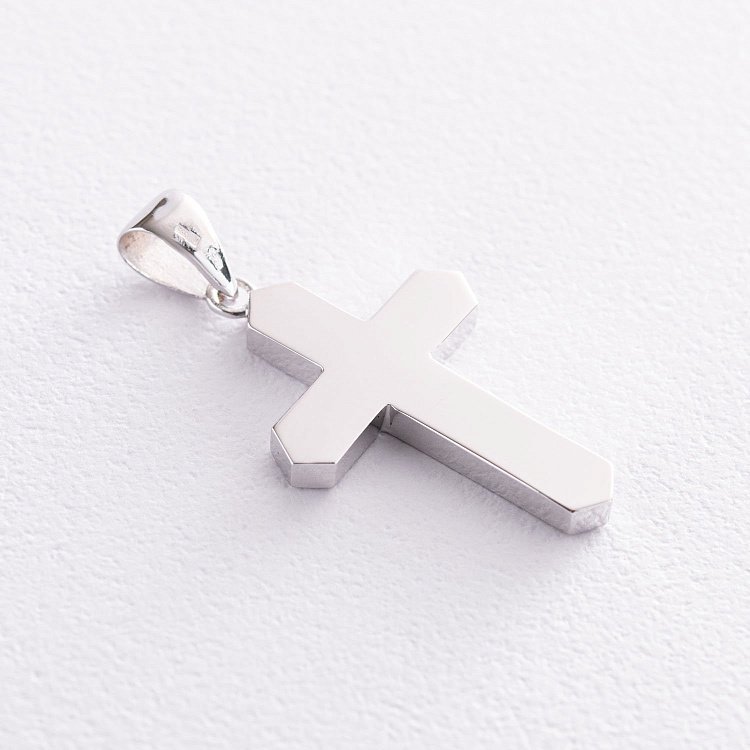 Хрест в білому золоті (чорні фіаніти) п03491 від ювелірного магазину Онікс - 2