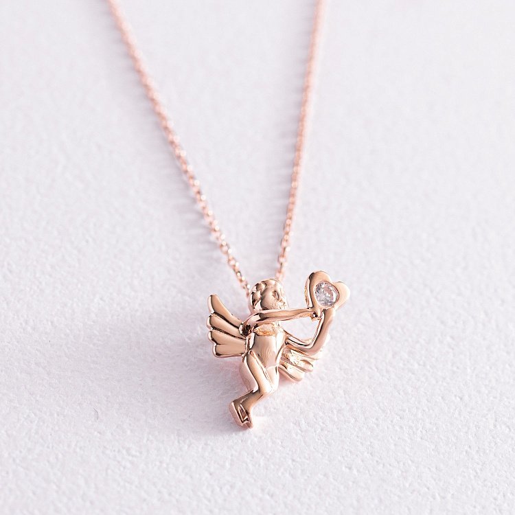 Золоте кольє "Янголятко" з фіанітом кол02133 від ювелірного магазину Онікс - 3