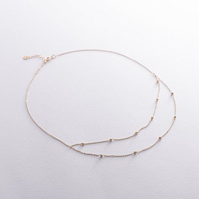 Двойное колье "Шарики" в желтом золоте кол02453 №3