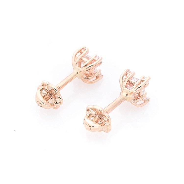 Золотые серьги-пусеты с фианитами с05659 от ювелирного магазина Оникс - 2