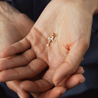 Крестик с распятием (красное, белое золото) п03997 №2