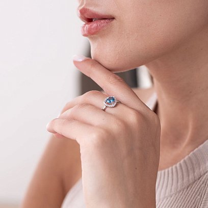 Срібна каблучка (фіаніти, кварц) 1536/1р-QLB №2