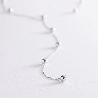 Кольє - краватка 2 в 1 "Кульки" у білому золоті кол02065 №4