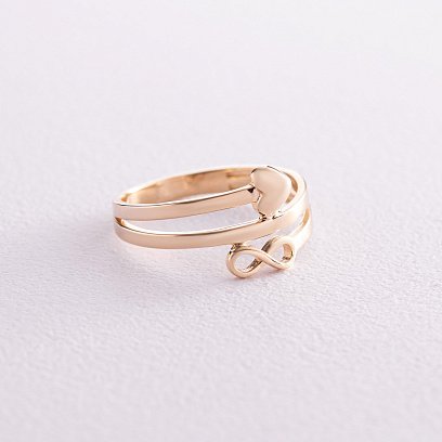 Каблучка "Сердечко і нескінченність" у жовтому золоті к07104 №4