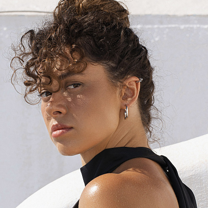 Серьги - кольца "Kristy" в серебре 7288 №8