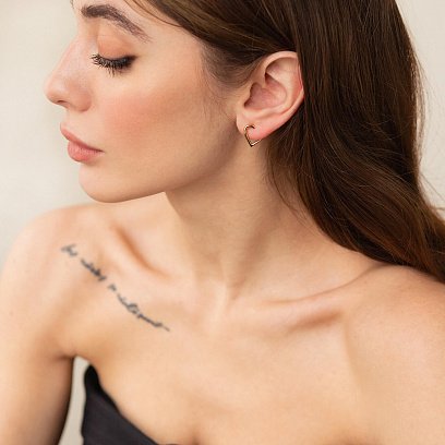 Сережки - пусети "Сердечки" у жовтому золоті с08133 №4