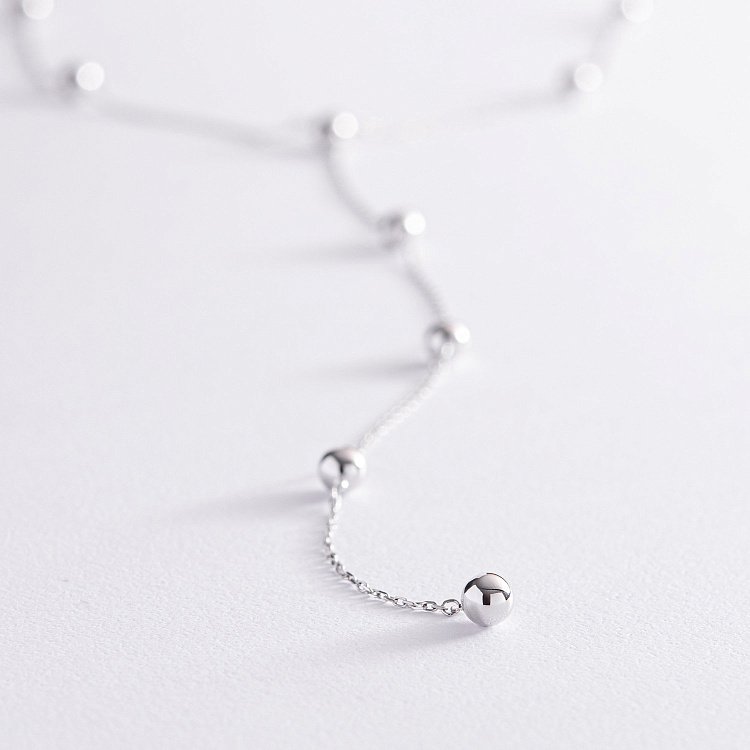 Кольє - краватка 2 в 1 "Кульки" у білому золоті кол02065 від ювелірного магазину Онікс - 5