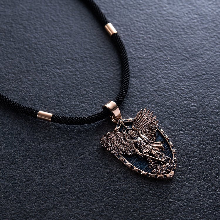 Золотий кулон "Архангел Михаїл. Молитва" (можливе індивідуальне гравіювання) п03807 від ювелірного магазину Онікс - 2