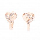 Золоті сережки "Сердечка" з фіанітами с05734 от ювелирного магазина Оникс