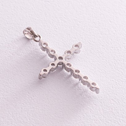 Серебряный крестик с фианитами 132014 №3