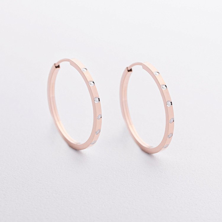 Сережки - кільця в червоному золоті с07412 від ювелірного магазину Онікс