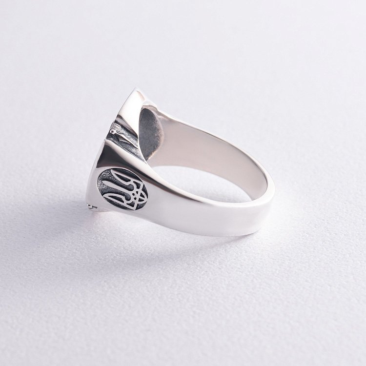 Мужская серебряная печатка "Український козак" 112704 от ювелирного магазина Оникс - 7