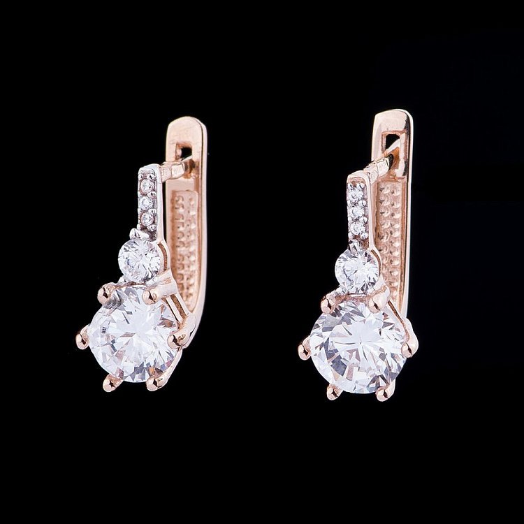 Золоті сережки з фіанітами с04817 від ювелірного магазину Онікс - 1