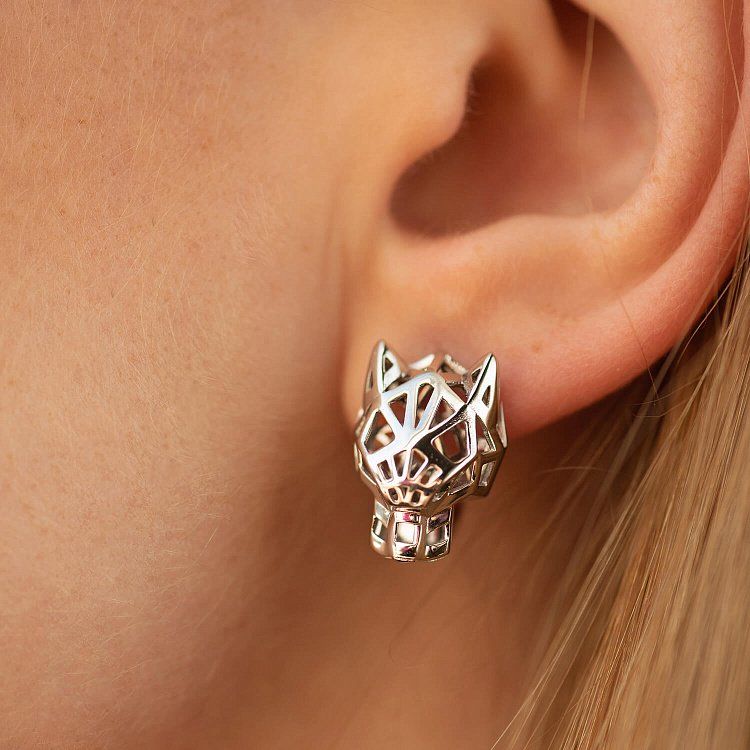 Золотые серьги "Пантеры" с08641 от ювелирного магазина Оникс - 4