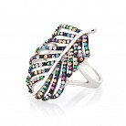 Серебряное кольцо "Листочек" (разноцветные фианиты) 112057 от ювелирного магазина Оникс - 1
