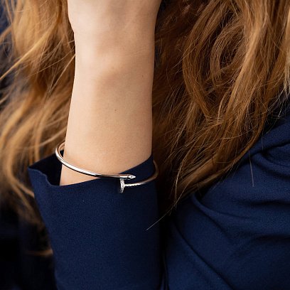 Браслет "Гвоздь" в белом золоте (фианиты) б05172 №6