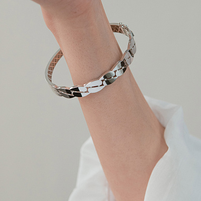 Жорсткий браслет "Merry" у білому золоті б05609 №7