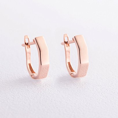 Серьги "Минимализм" в красном золоте с07978