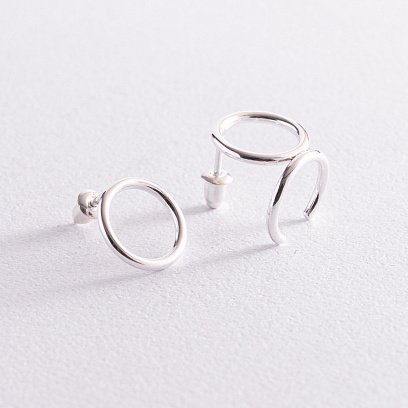 Срібні сережки - пусети "Виняткові" 123183 №2