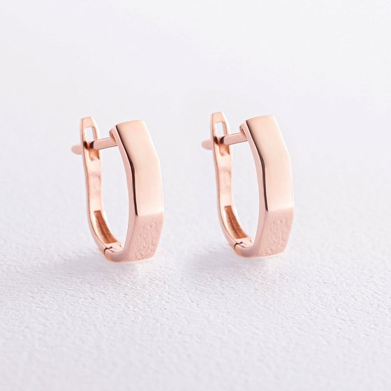 Серьги "Минимализм" в красном золоте с07978