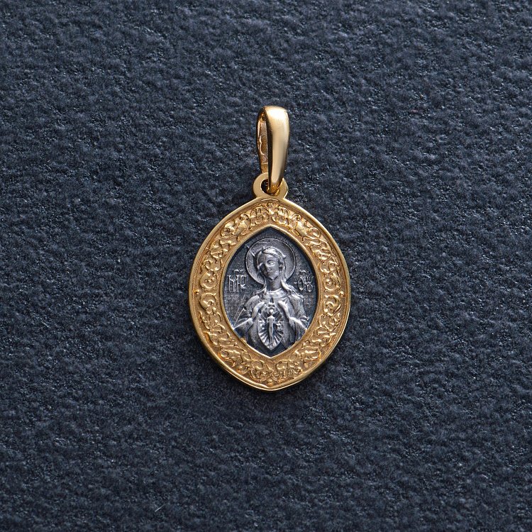 Серебряная ладанка с чернением и позолотой 131808 от ювелирного магазина Оникс - 2