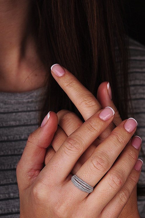 Срібний перстень з фіанітами Україна (родій) 111271 від ювелірного магазину Онікс - 5