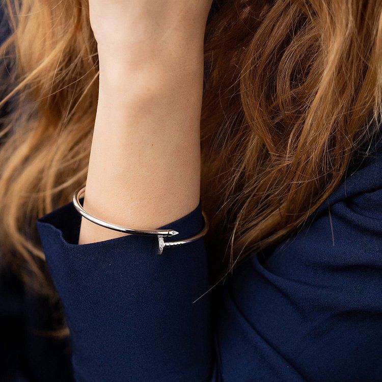 Браслет "Гвоздь" в белом золоте (фианиты) б05172 от ювелирного магазина Оникс - 5