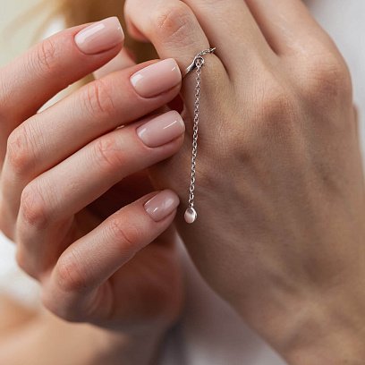 Серебряное кольцо "Монетка на цепочке" 901-01391 №5