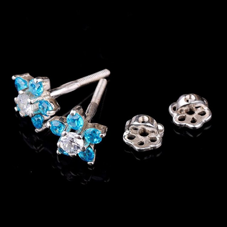 Срібні сережки-пусети "Квіточки" (фіаніти) 12667г від ювелірного магазину Онікс - 1