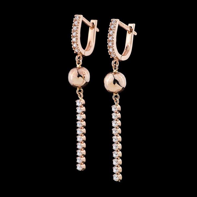 Золоті сережки з фіанітами с02054 від ювелірного магазину Онікс