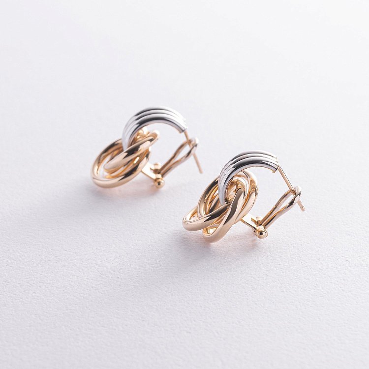 Золоті сережки з італійською застібкою с01290 від ювелірного магазину Онікс - 7