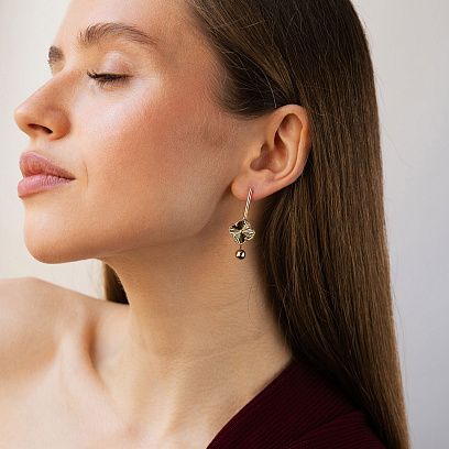 Серьги "Клевер" в красном золоте с09708 №4