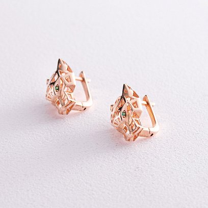 Золотые серьги "Пантеры" с07740 №5