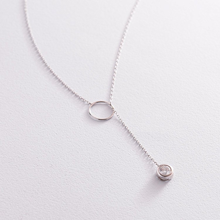 Срібне кольє "Марта" з фіанітом 181125 від ювелірного магазину Онікс - 1