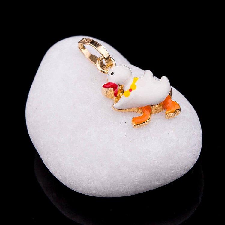 Детская золотая подвеска "Уточка" (эмаль) п00876у от ювелирного магазина Оникс - 2