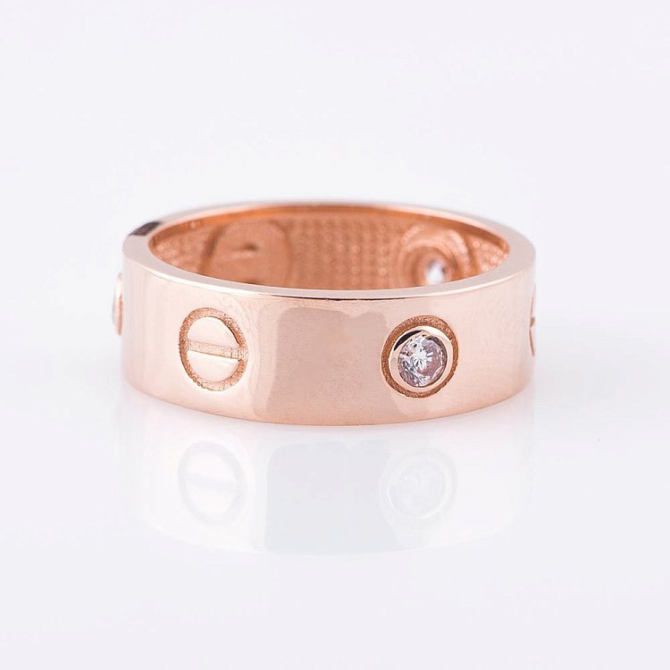 Золота каблучка з фіанітами к05069 від ювелірного магазину Онікс