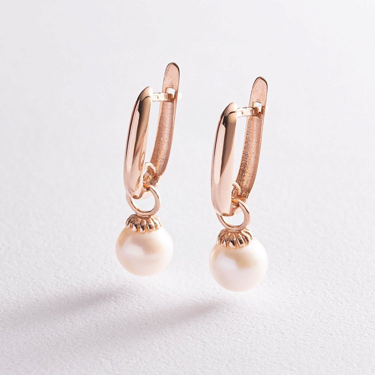 Золотые серьги с жемчугом с07529 от ювелирного магазина Оникс