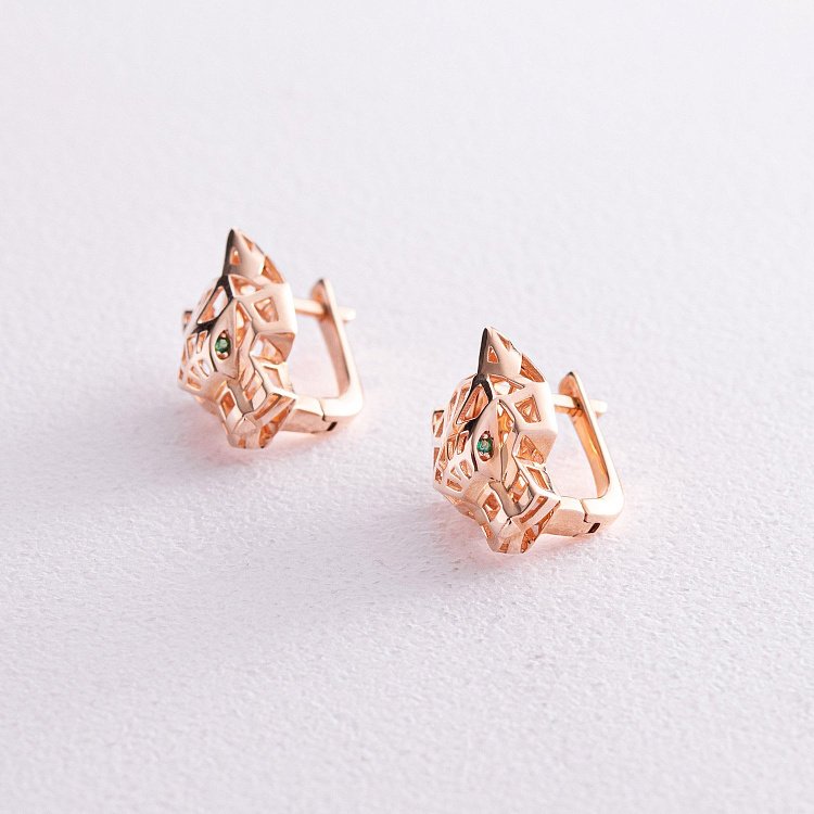 Золотые серьги "Пантеры" с07740 от ювелирного магазина Оникс - 4