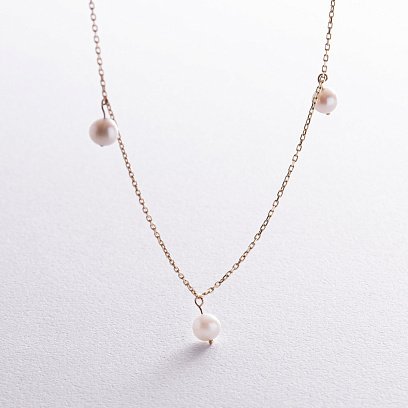 Кольє з перлами (жовте золото) кол02397