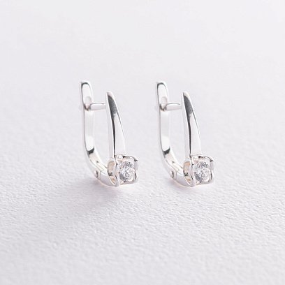 Серебряные серьги "Сердечки" (фианиты) 123005 №4