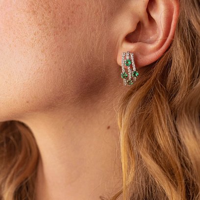 Золоті сережки з смарагдами і діамантами с322пр №5