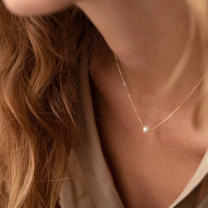 Колье "Жемчужина на цепочке" (желтое золото) кол02273 №11