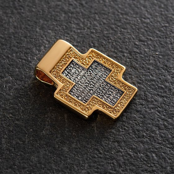 Срібний хрест з позолотою 132445 №3